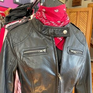 Faux Leather Bomber/Moto Jacket Size Small (I B Diffusion)